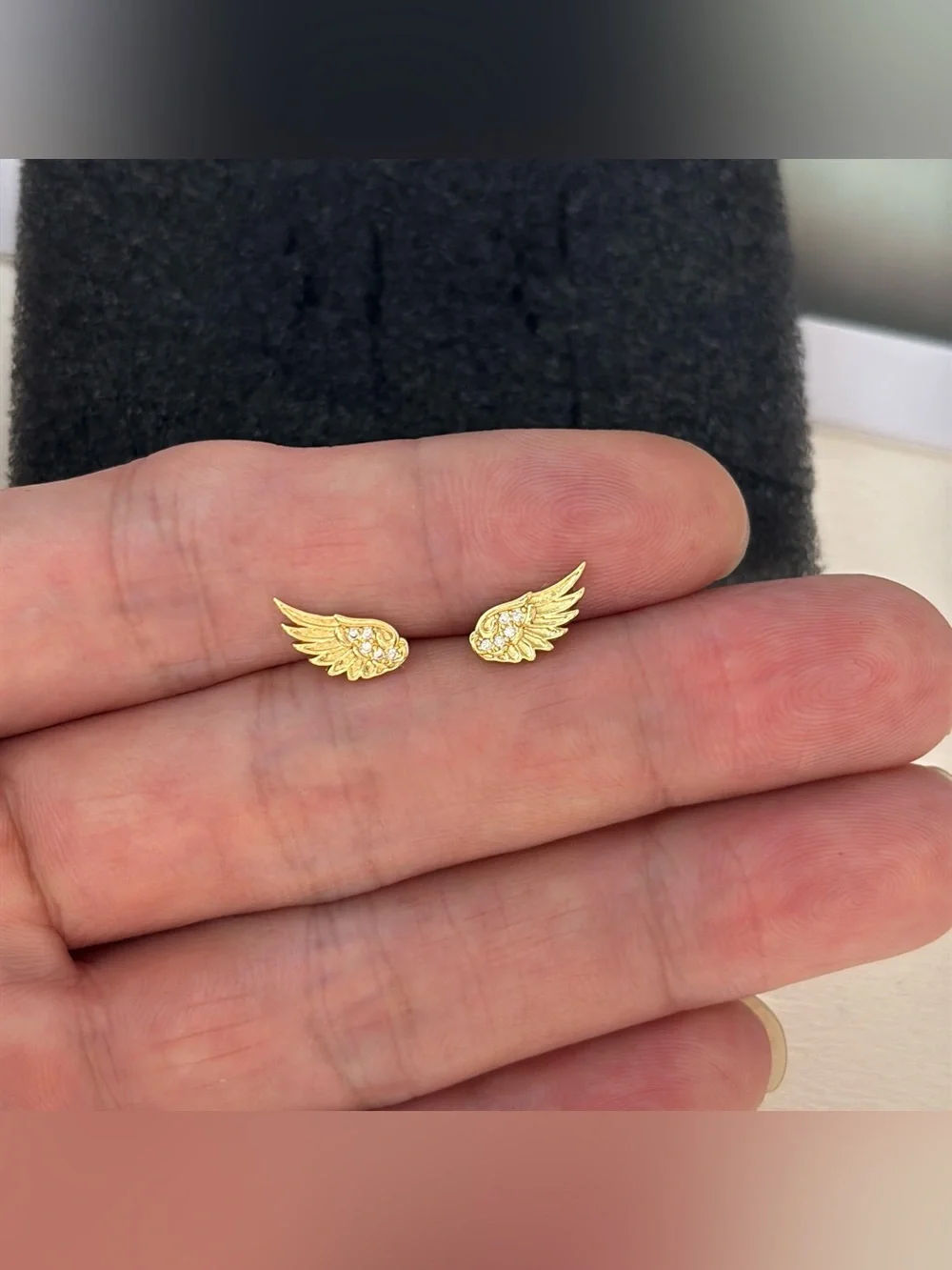 Small Angel wings Stud Earrings for Men Women Streetwear Punk Hip Hop Unisex